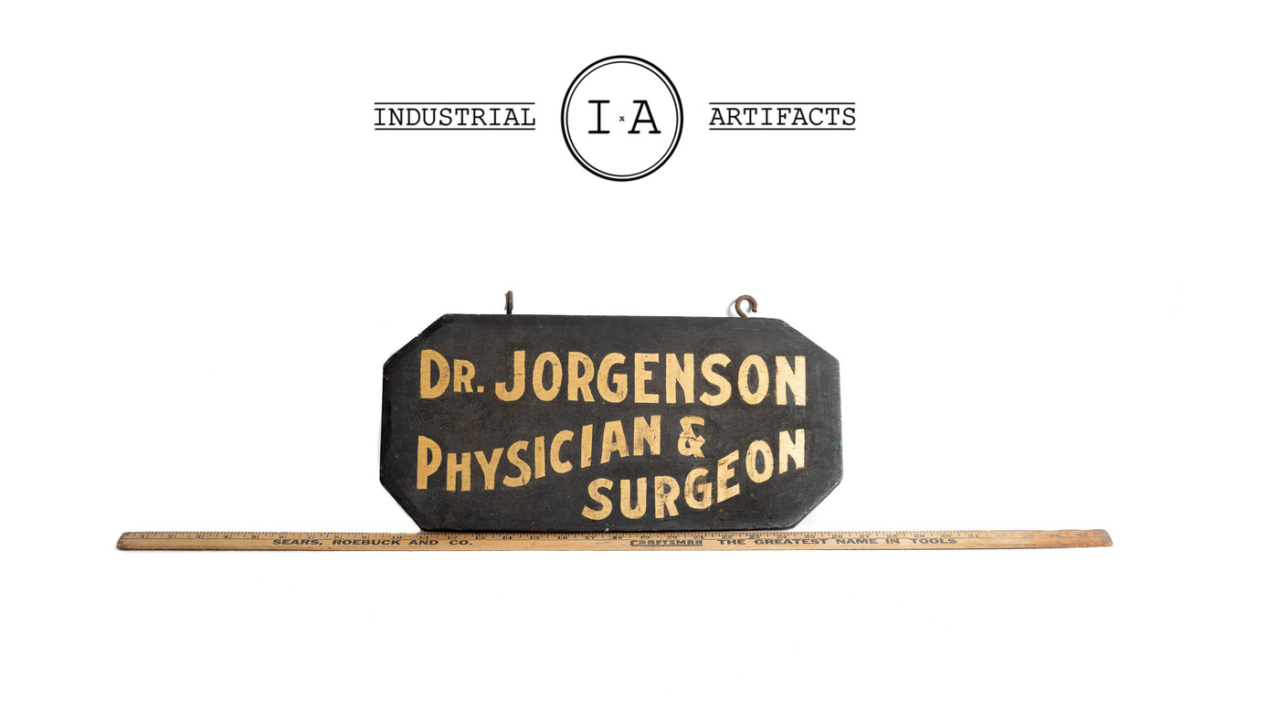 Early American Double Sided Smaltz Painted Wooden Medical Sign