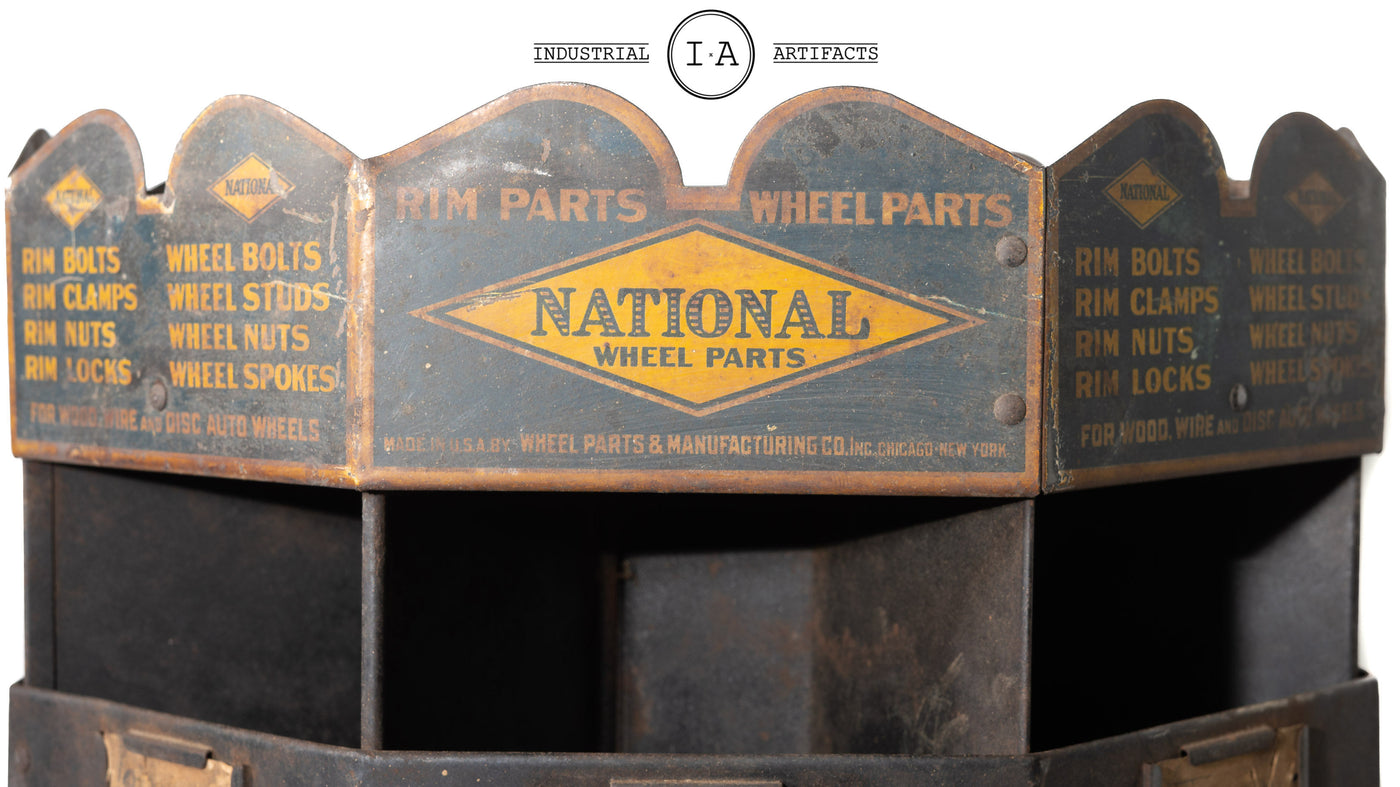 Antique Rotating Parts Bin by National