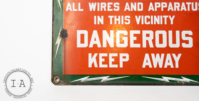 C. Early 1900s Porcelain Enamel Electrical Hazard Sign