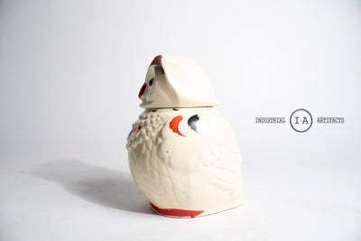 Vintage Hand Painted Bisque Owl Ceramic Cookie Jar