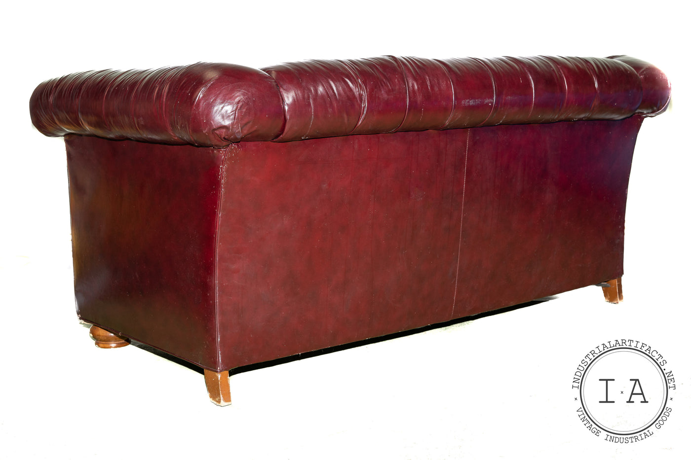 Tufted Leather Oxblood Chesterfield Sofa