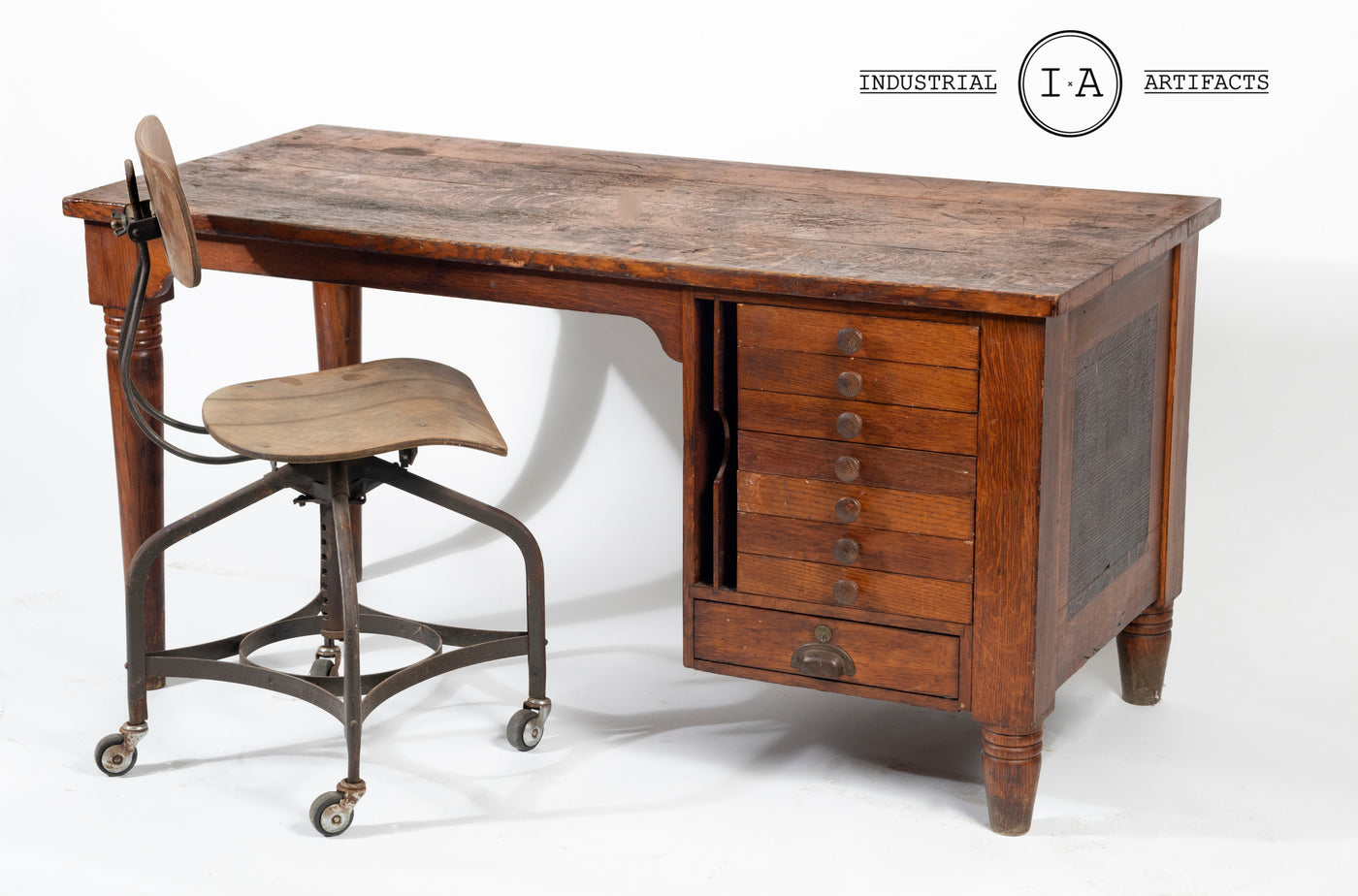 Antique Quartersawn Oak Draftsman's Desk