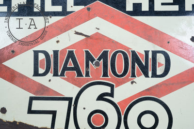 C. 1930 Diamond 760 Motor Oil Single Sided Porcelain Enamel Sign