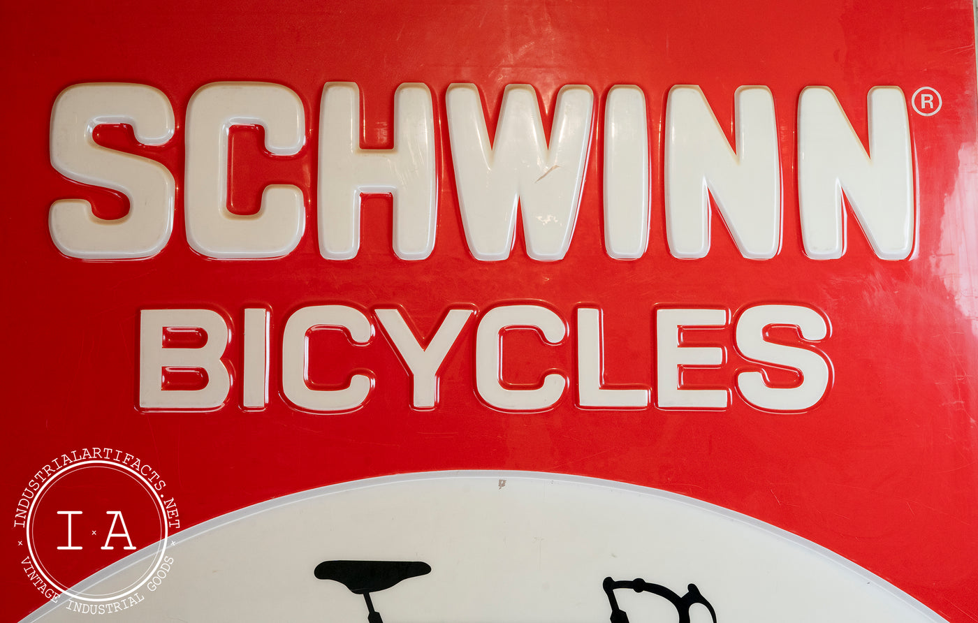 Huge Vintage Acrylic Lucite Reverse Embossed Schwinn Bicycle Sign