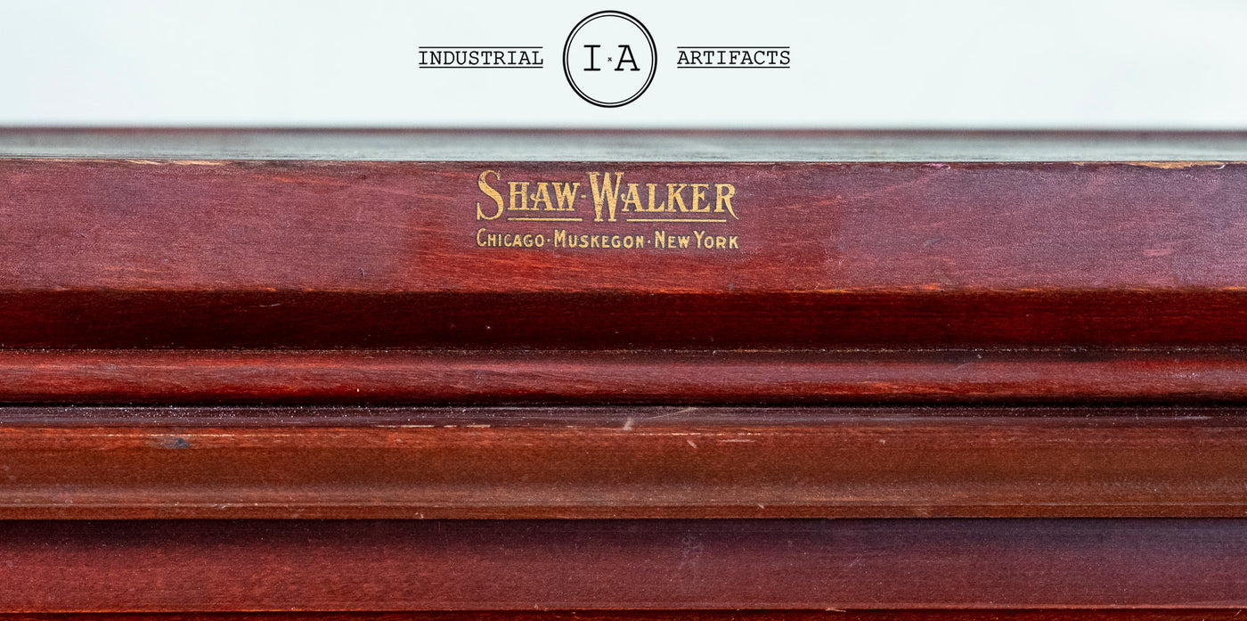 C. 1920 Modular Shaw Walker Flat File With Glass Front Cabinet