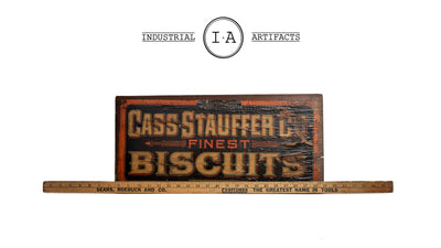 Early American Lithographic Wooden Biscuits Sign