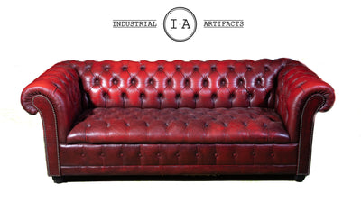 Vintage Tufted Chesterfield Sofa In Oxblood