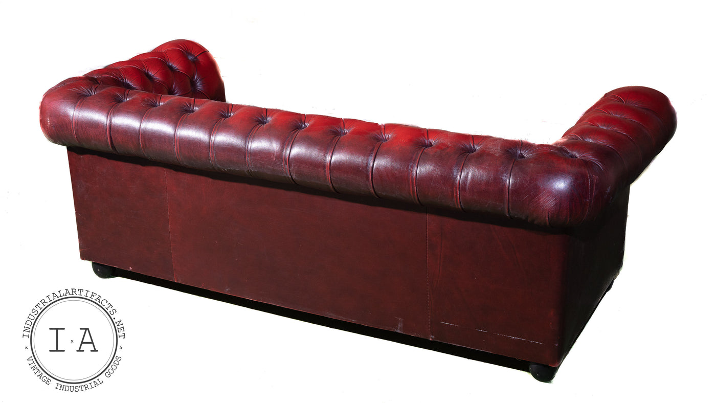 Vintage Tufted Chesterfield Sofa In Oxblood