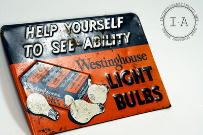 Antique Westinghouse Light Bulbs Embossed Tin Rack Sign