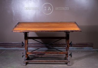 Turn Of The Century Wood And Cast Iron Drafting Table