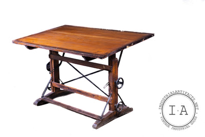 Turn Of The Century Wood And Cast Iron Drafting Table