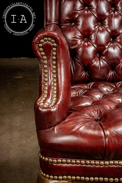 Vintage Tufted Leather Chesterfield Armchair in Burgundy