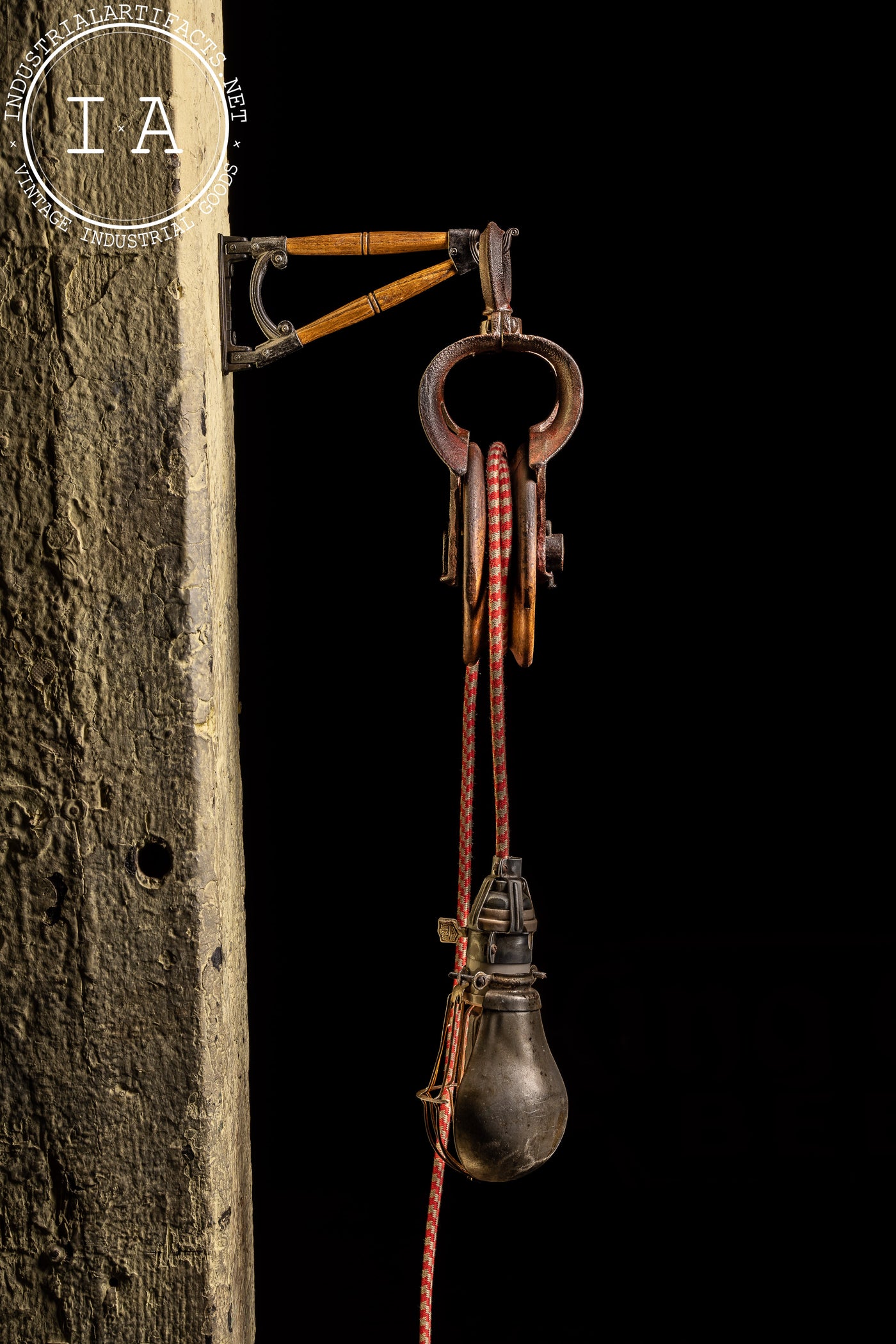 Vintage Industrial Pulley Lamp on Swing Arm