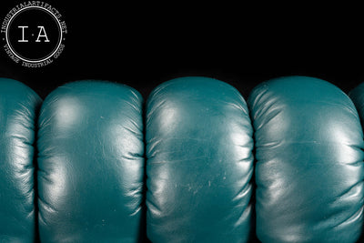 Vintage Tufted Leather Armchair in Teal with Ottoman