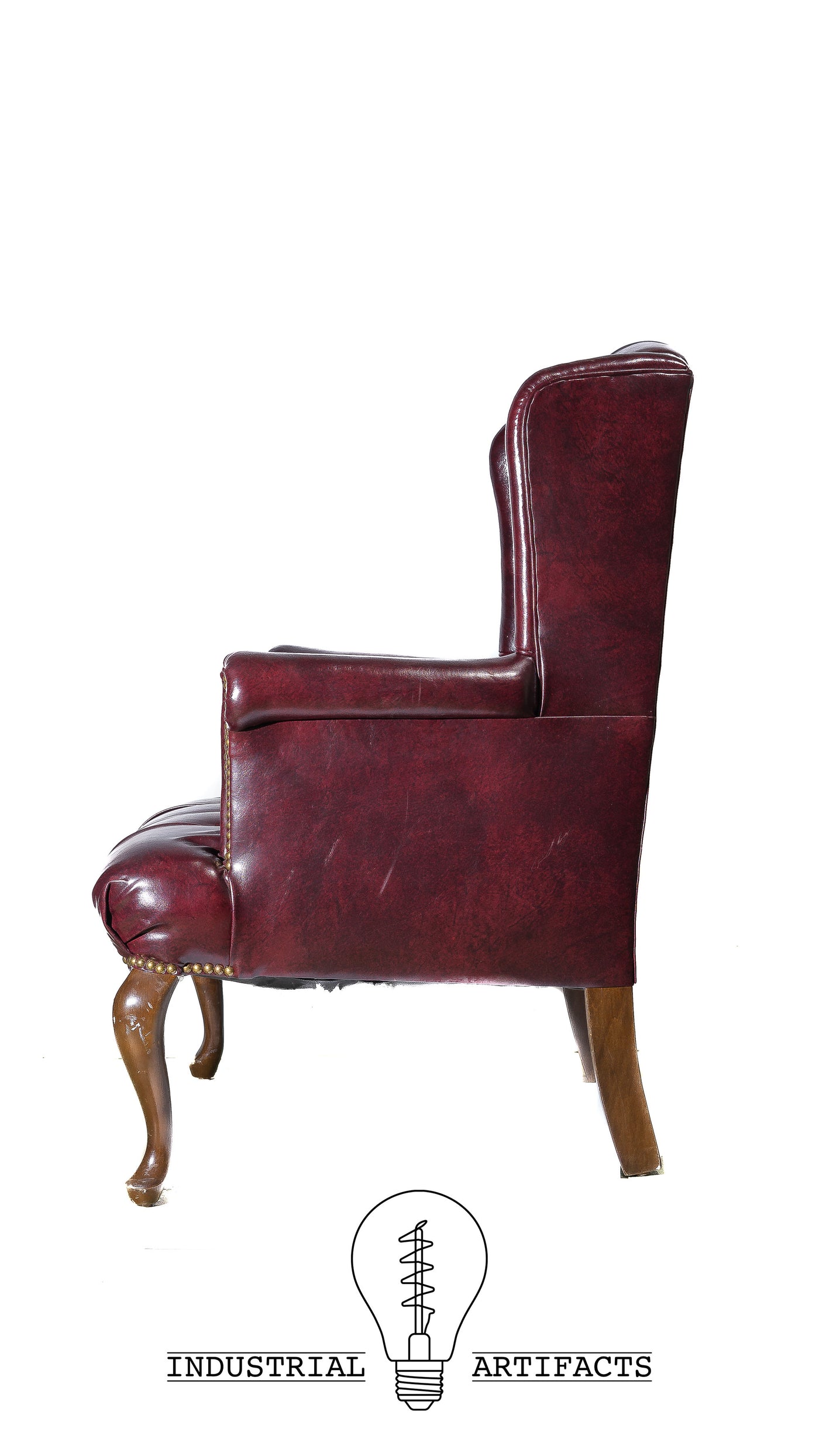 Vintage Tufted Wingback Chair in Oxblood
