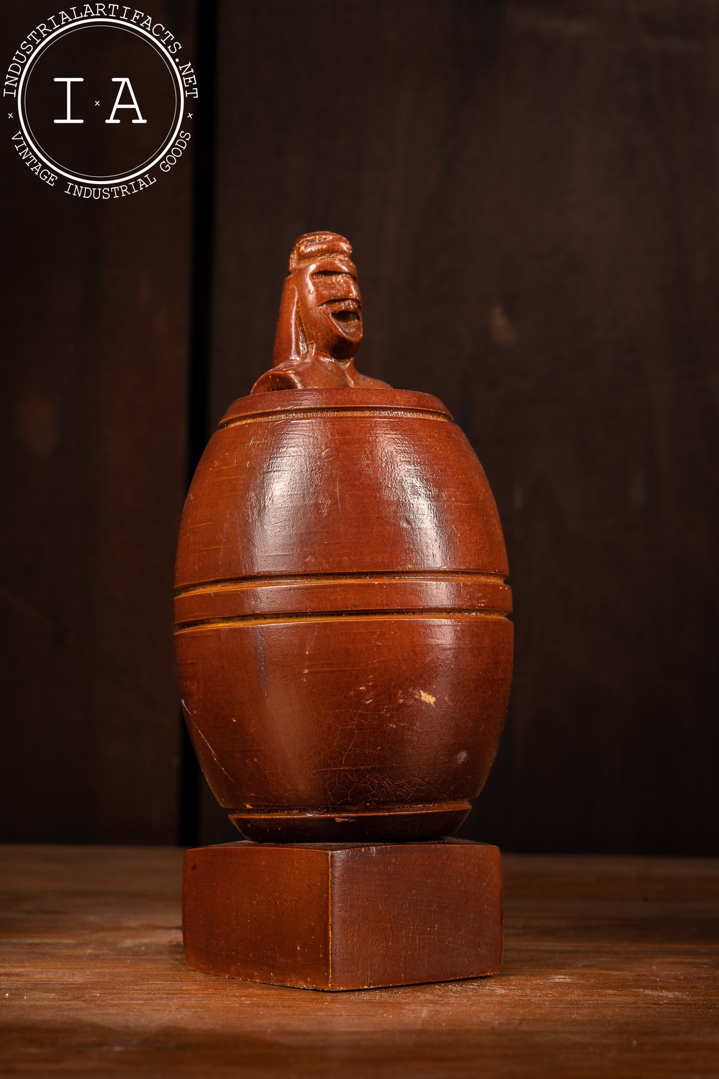 Vintage Wooden Gag Gift Barrel Man