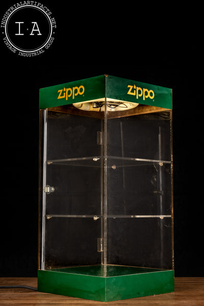 Vintage Lighted Zippo Display Case