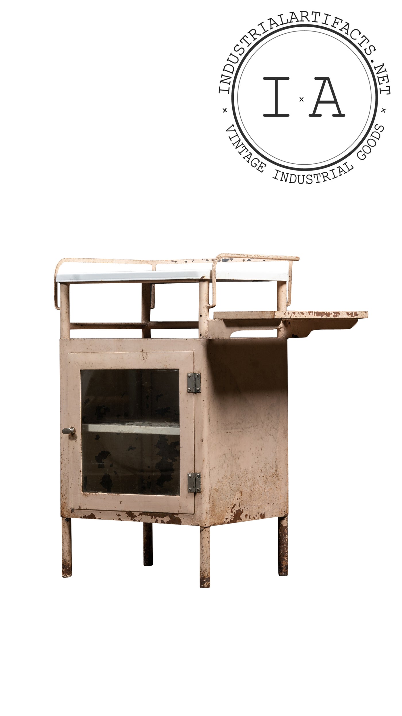 c. 1950 Chippy Medical Cabinet With Tray