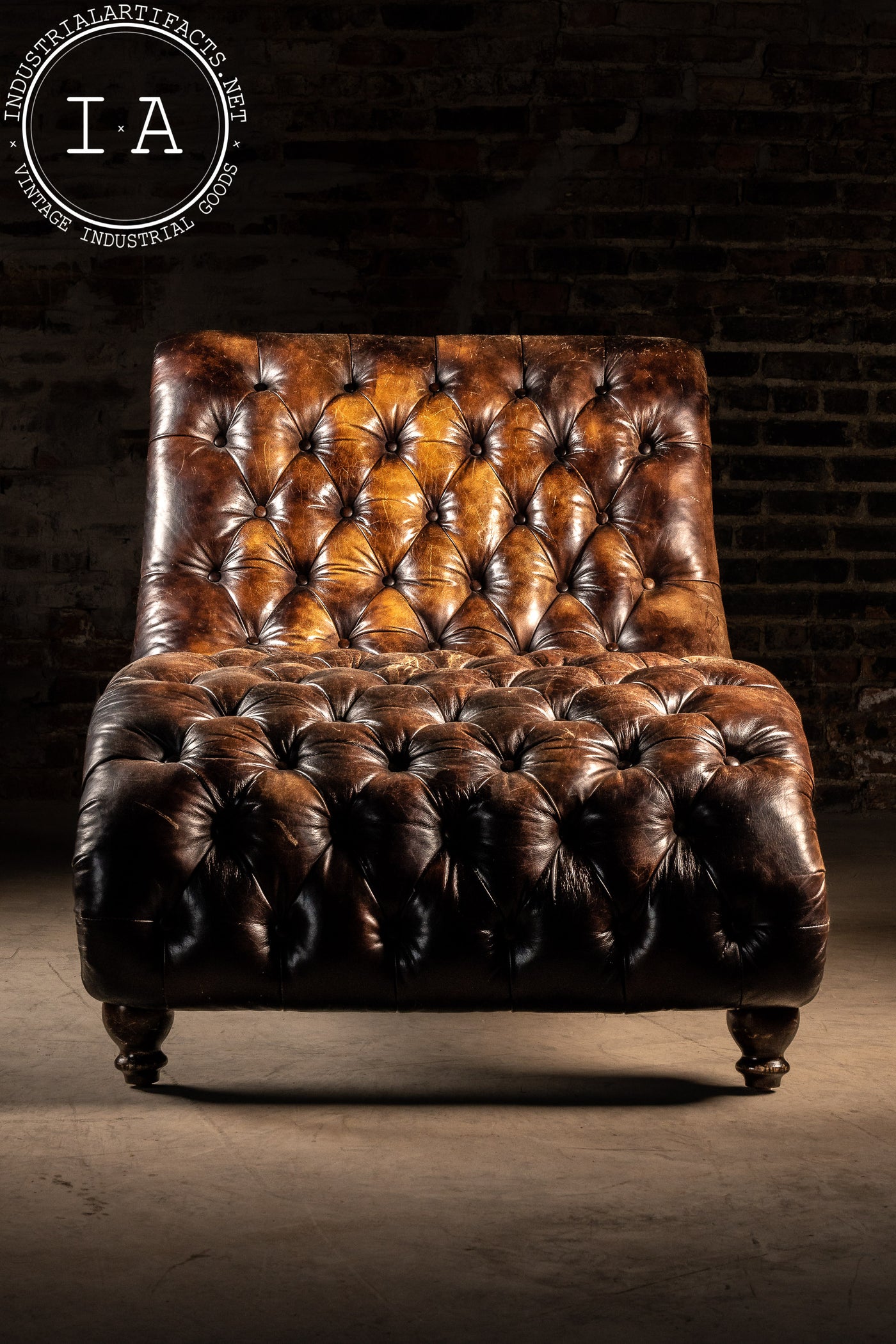 Vintage Chocolate Tufted Chaise