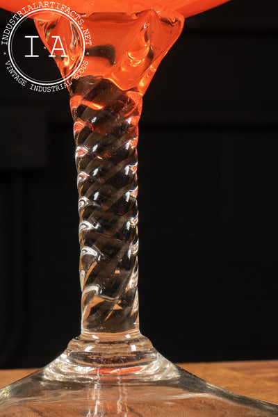 Mid Century Orange Art Glass Bulb Vase