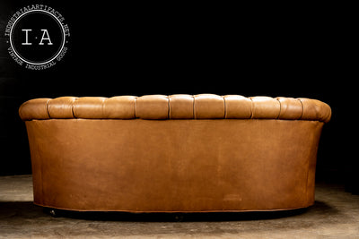 Tufted Leather Sofa in Camel Brown