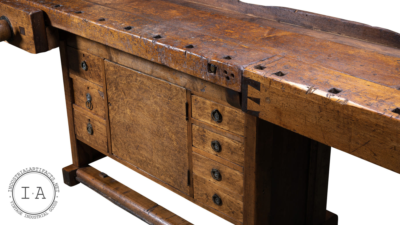 Antique Industrial Restored Woodworkers Workbench