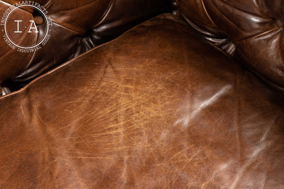 Massive Vintage Tufted Leather Chesterfield Sofa in Dark Brown