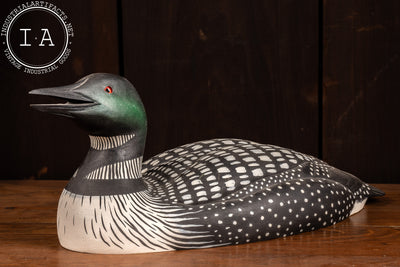 c. 1987 S.F. Hill Wooden Carved Loon Decoy