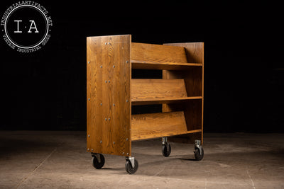 Vintage Wooden Library Cart