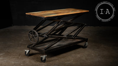 Industrial Scissor Lift Rolling Bar Cart Island