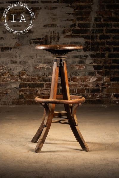 Antique Wooden Machinist Stool