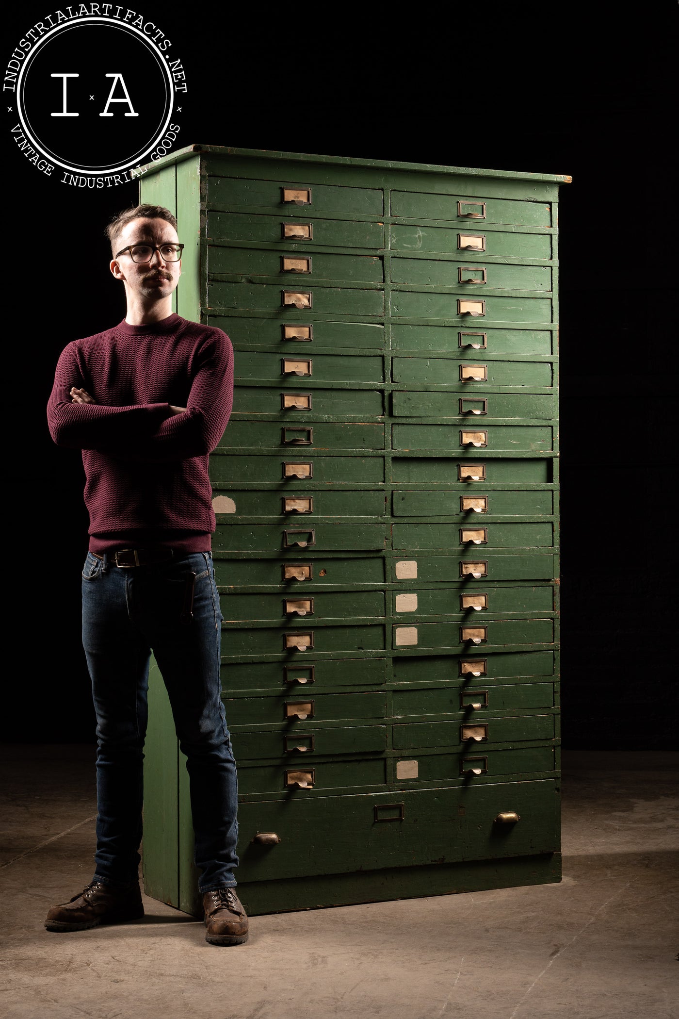 Large 37 Drawer Small Parts Cabinet in Green