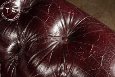 Vintage Tufted Leather Chesterfield Sofa In Burgundy