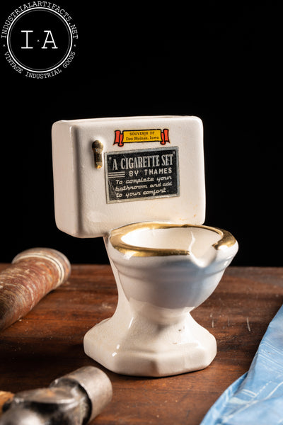 Vintage Toilet Shaped Cigarette Holder and Ashtray
