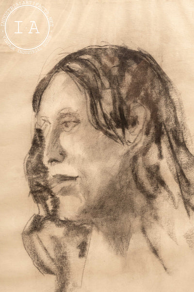 c. 1970 Charcoal Illustration By Raymond Weiler