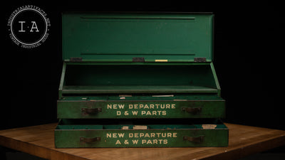 c. 1940 New Departure Bicycle Parts Flip Top Tool Chest