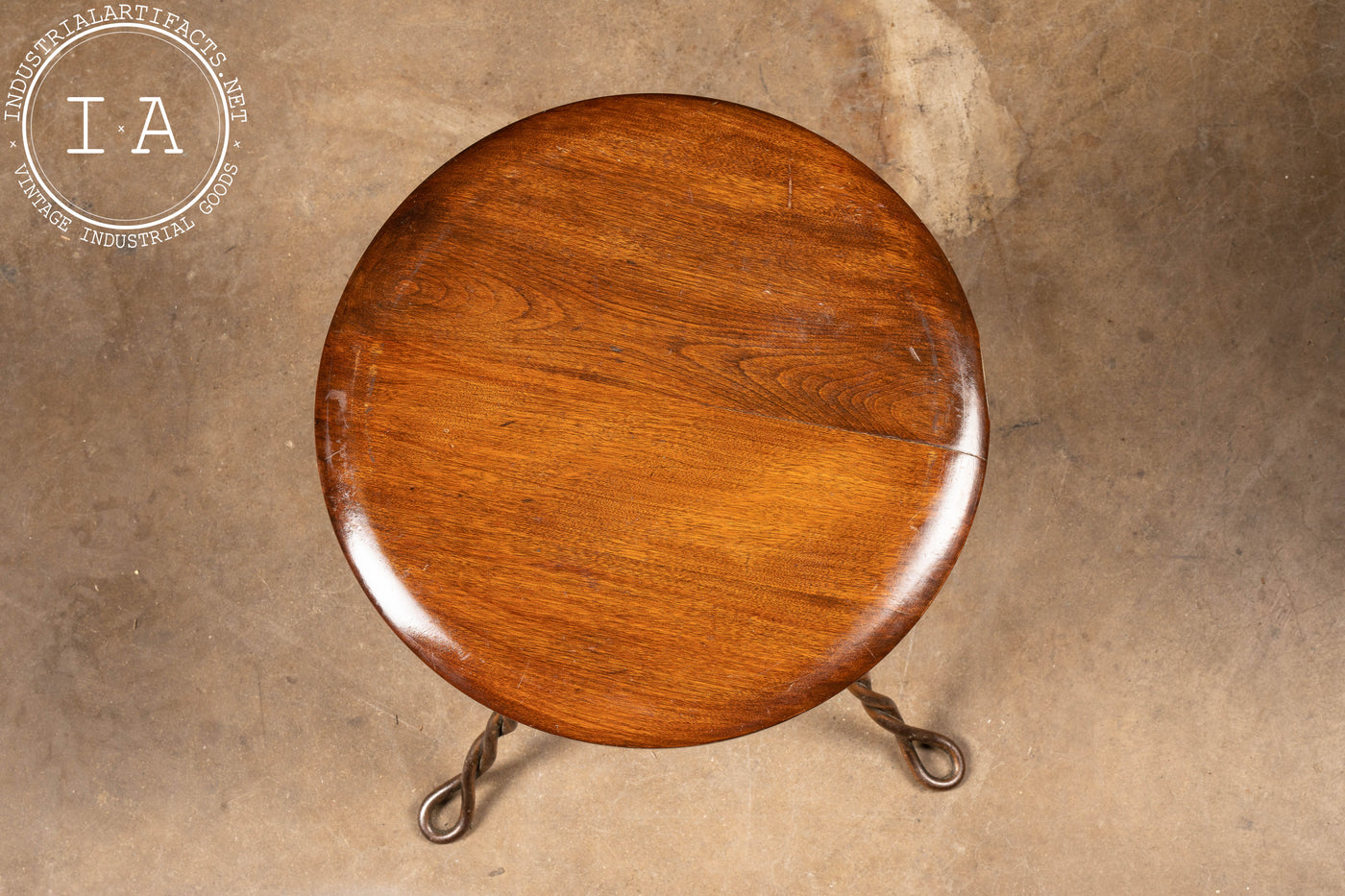 Early 20th Century Japanned Copper and Wood Stool