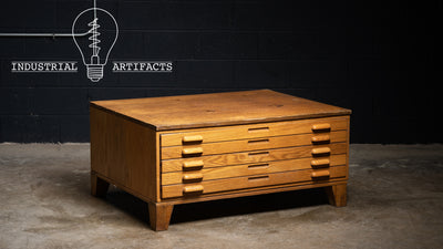 Single Stack Wooden Flat File with Base