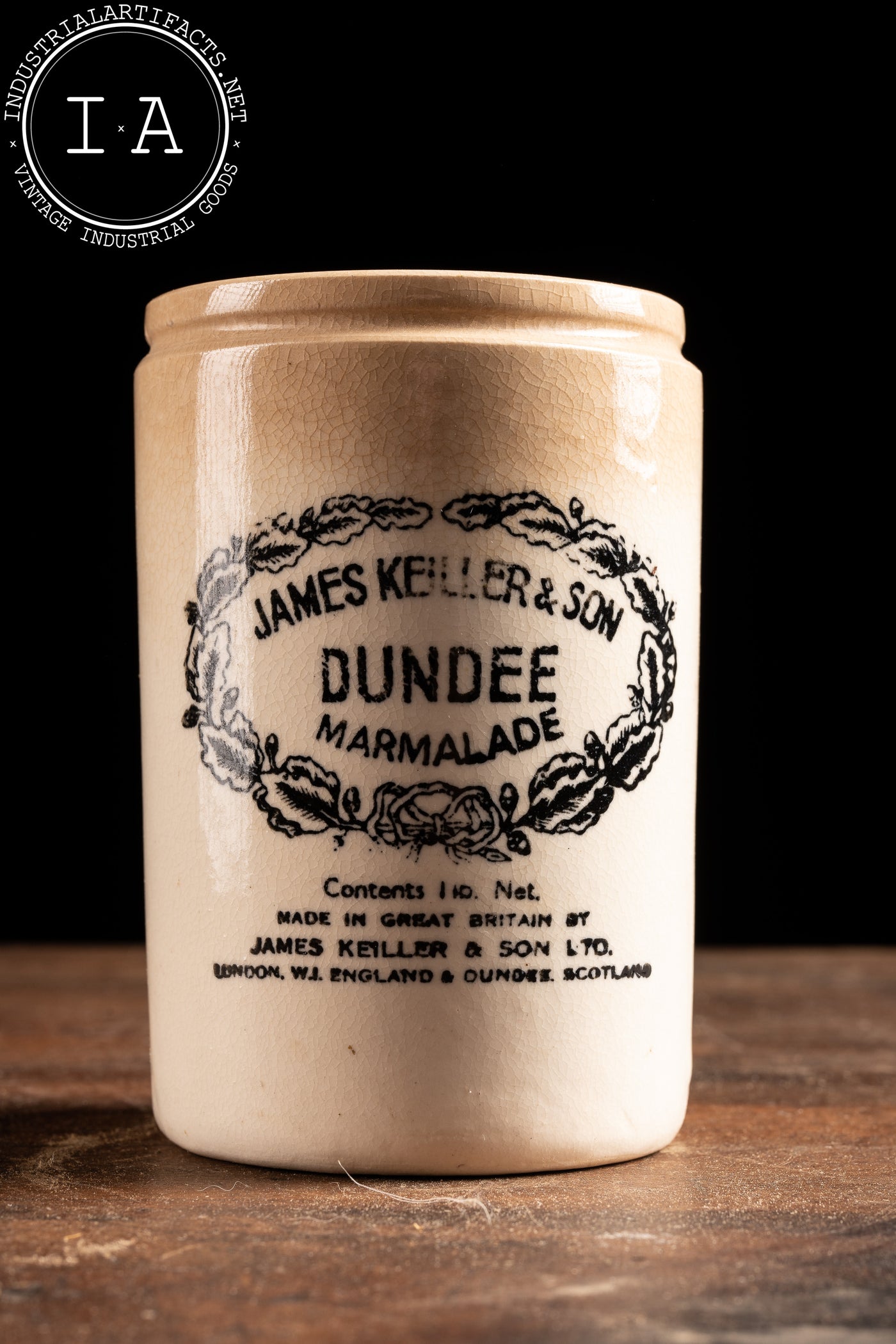 Vintage English-Made Stoneware Dundee Marmalade Jar