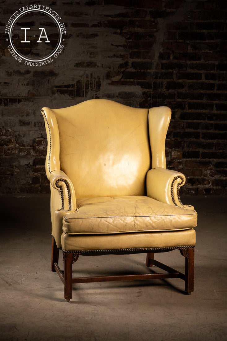 Vintage Yellow Full Grain Leather Armchair