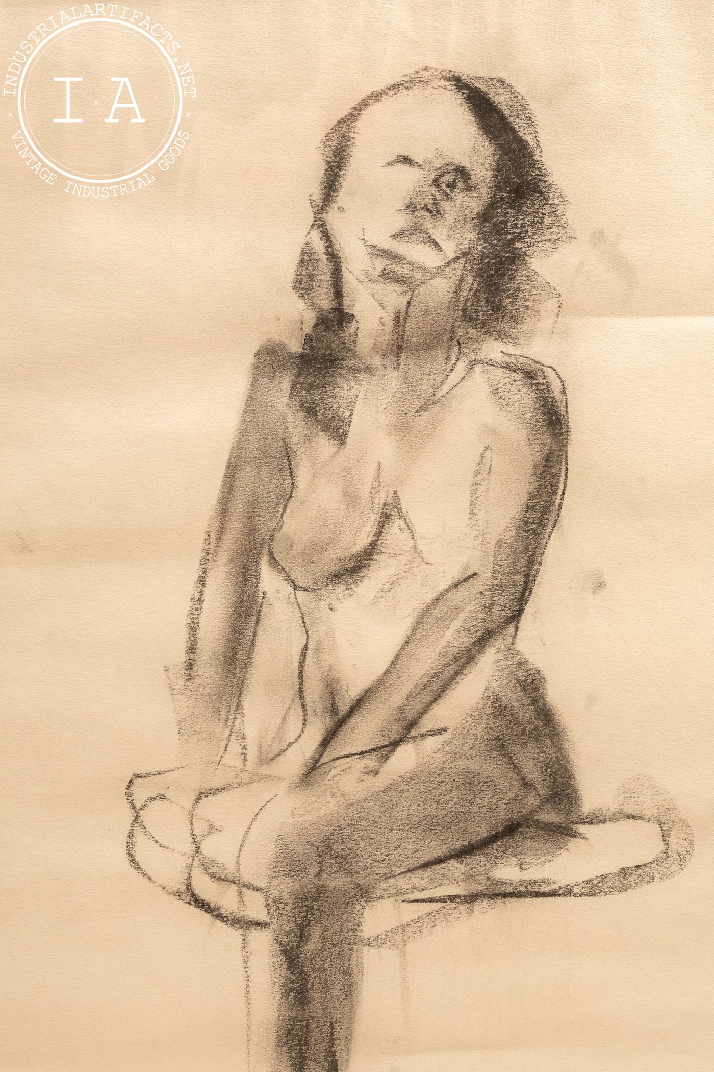 c. 1975 Charcoal Illustration By Raymond Weiler