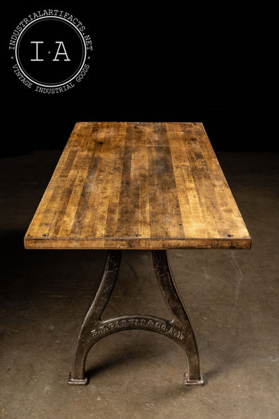 Vintage Industrial Butcher Block Dining Table With Cast Iron Legs