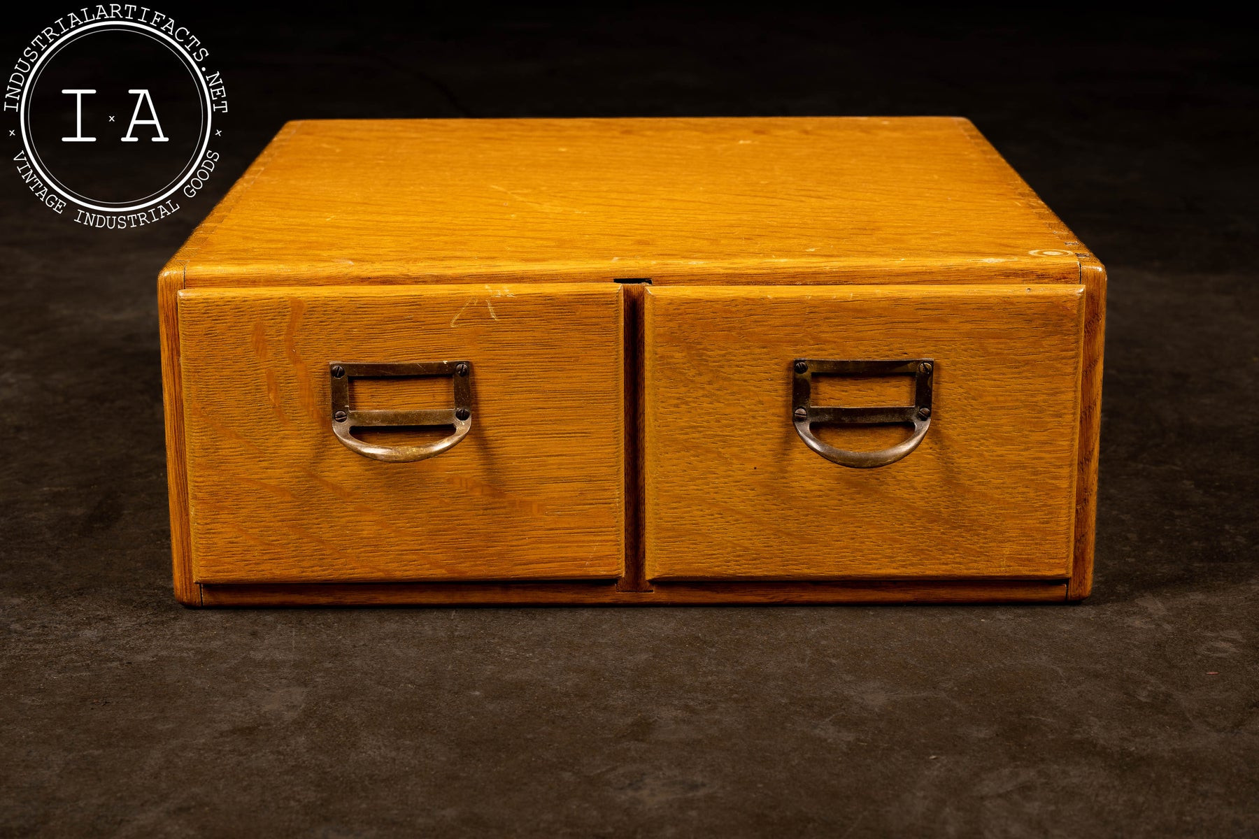 Vintage Two Drawer Wooden Card Catalogue Industrial Artifacts