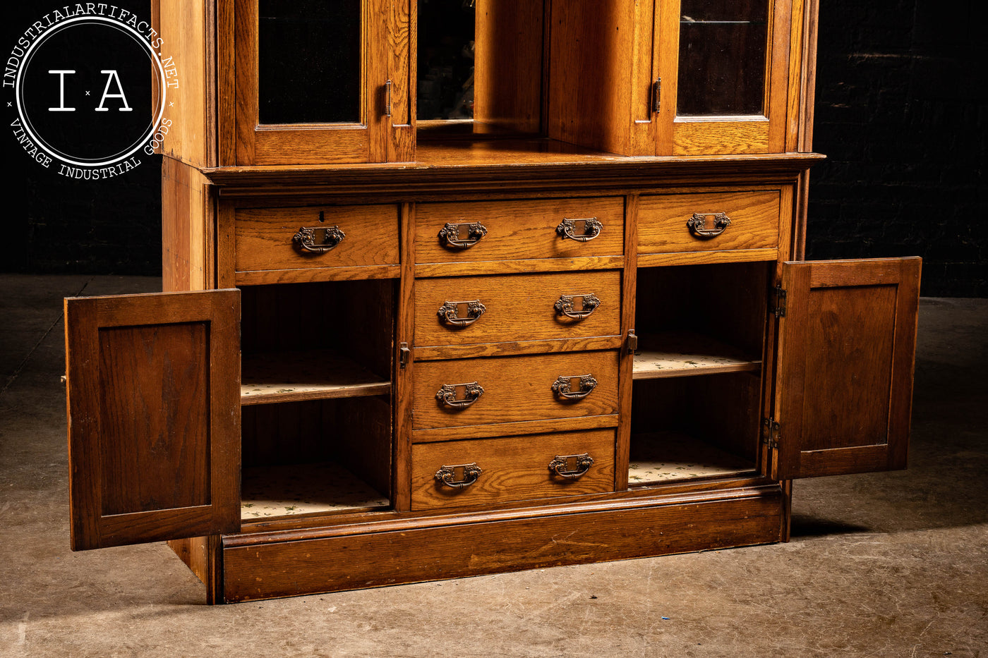 Early 20th Century Lighted Hutch Cabinet