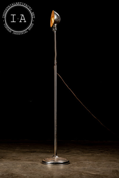 Vintage Adjustable Gooseneck Floor Lamp with Nickel-Plated Hood
