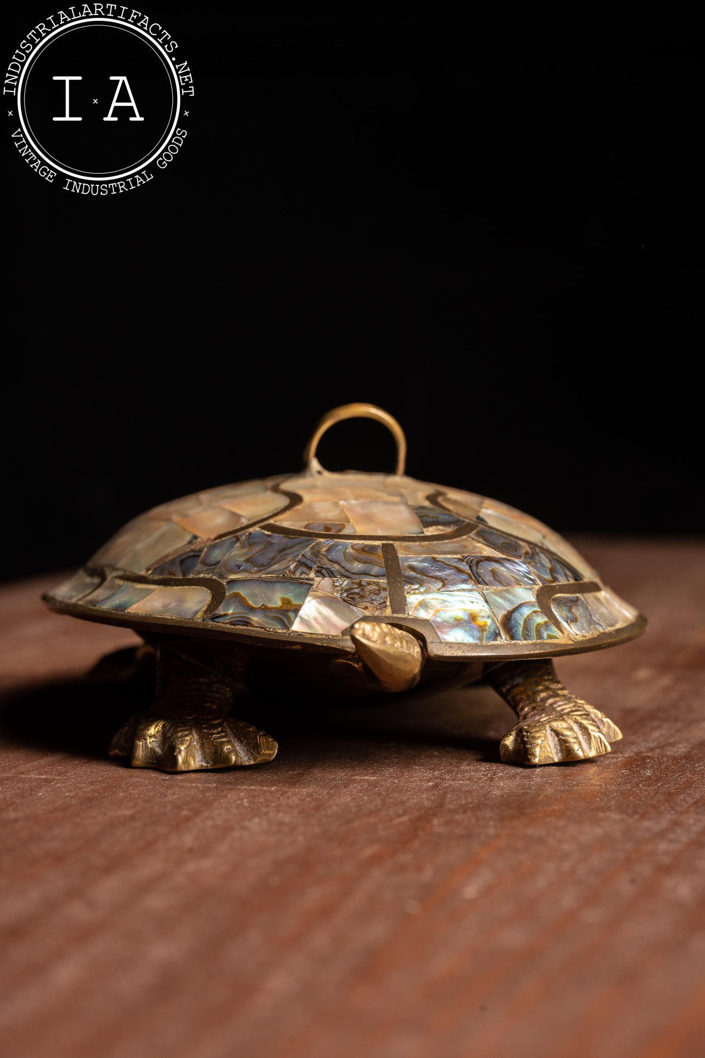 Vintage Brass Mosaic Turtle Serving Tray