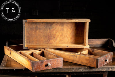 Antique Industrial Workbench Cabinet With Dividers