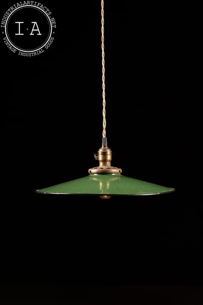 Vintage Porcelain Enamel Shade Pendant Lamp