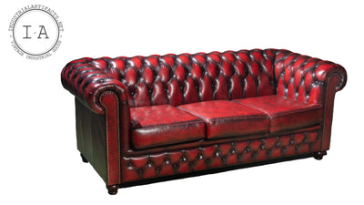 Chesterfield Tufted Leather Sofa In Oxblood