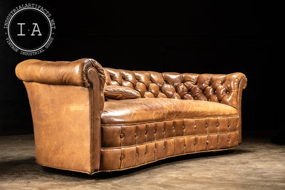 Tufted Leather Sofa in Camel Brown